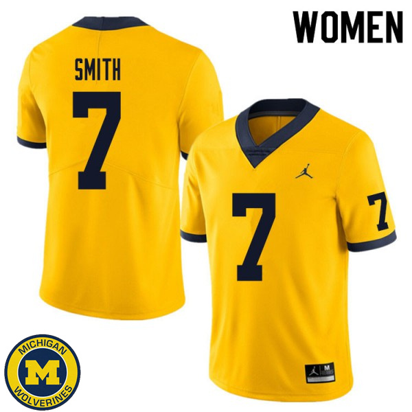 Womens Michigan Wolverines #7 Peyton Smith Yellow Replica Jersey